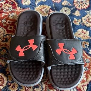 Under Armour Kids Slide Sandals - Black with Red Logo
